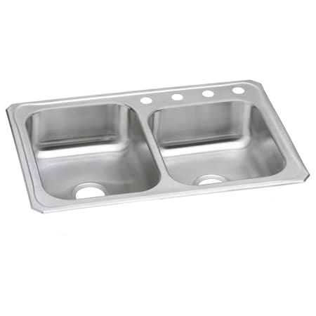 Elkay Celebrity Stainless Steel 33 X 22 X 7-1/4 Offset Double Bowl Top Mount Sink CR2503